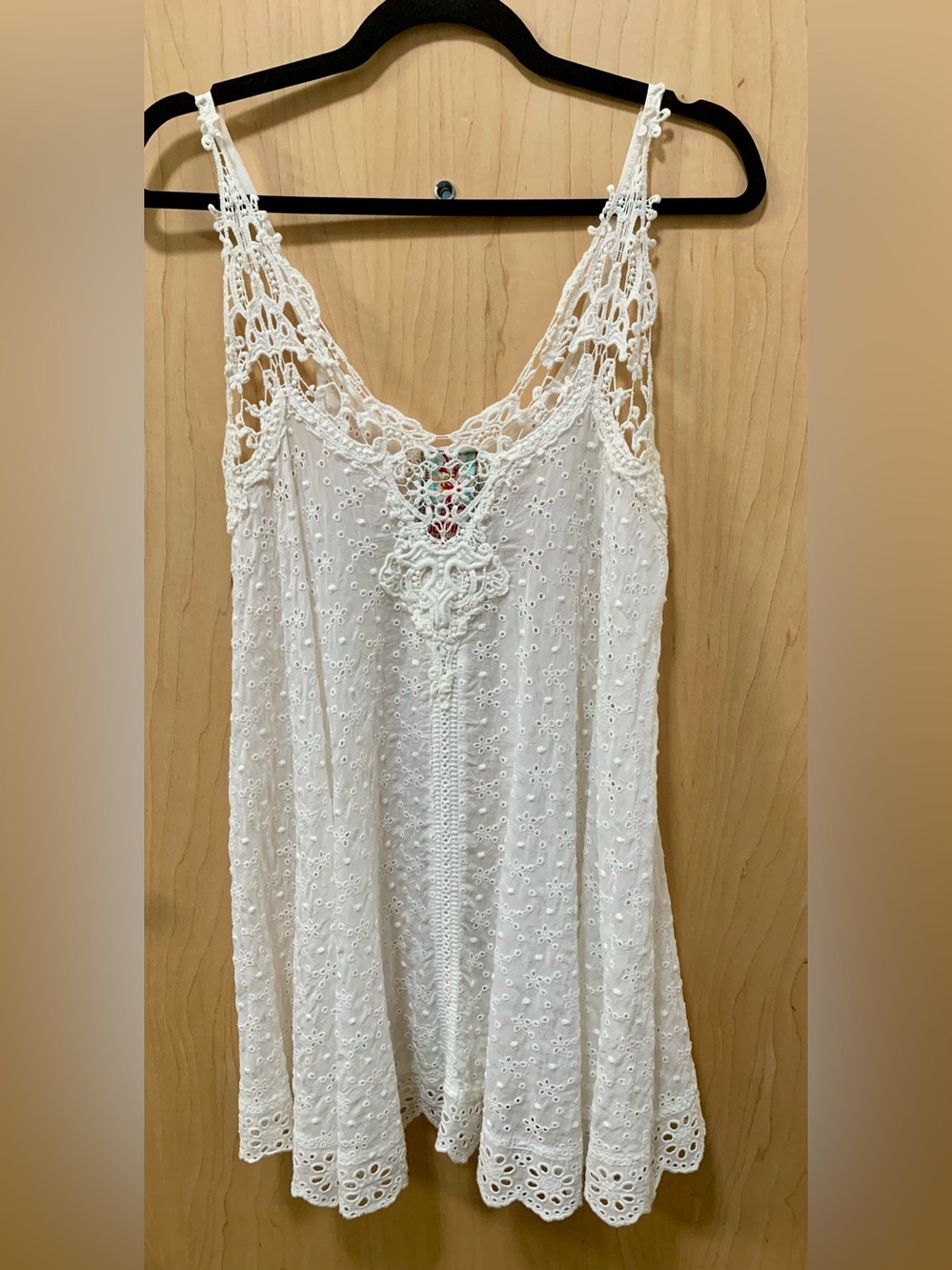 Johnny Was White Eyelet Lace Crochet Mini Dress Size S